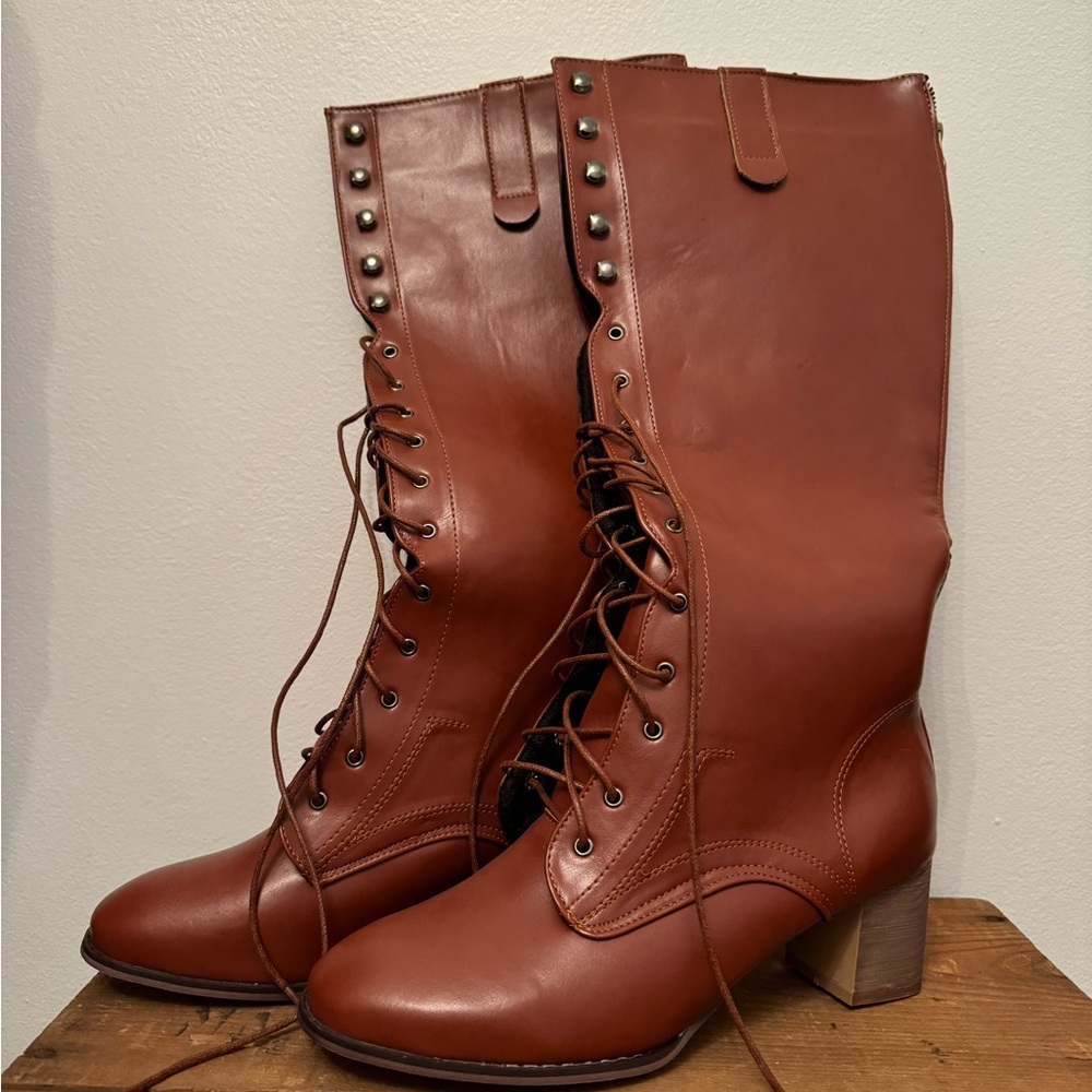 New Beautiful Brown lace up boots 9.5 - Picture 6 of 6